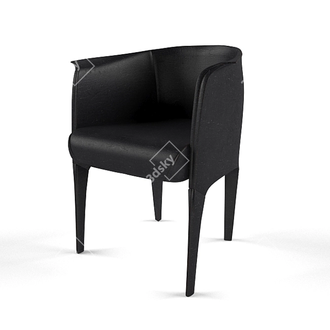 Modern Black Cracked Leather Design Chair 3D model image 1