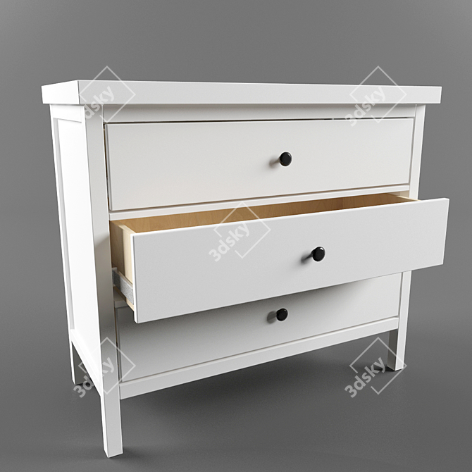 Compact and Stylish: HEMNES 3-Drawer Chest in White 3D model image 1