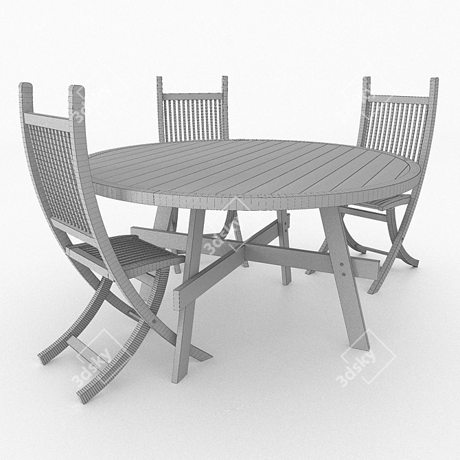 Modern Dining Set: Table & Chairs 3D model image 3