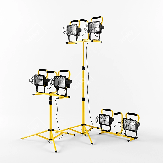 Powerful Dual Head Tripod Worklight 3D model image 1