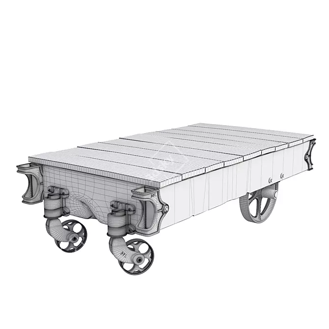 Rustic Industrial Factory Cart 3D model image 3