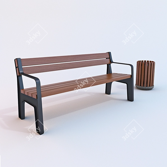 City Bench Set - "Город 3D model image 1