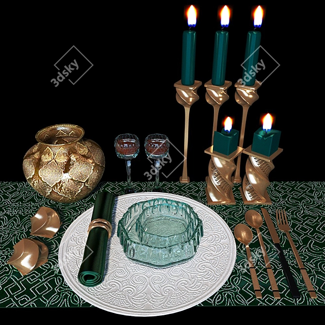 Elegant Table Setting Set 3D model image 1