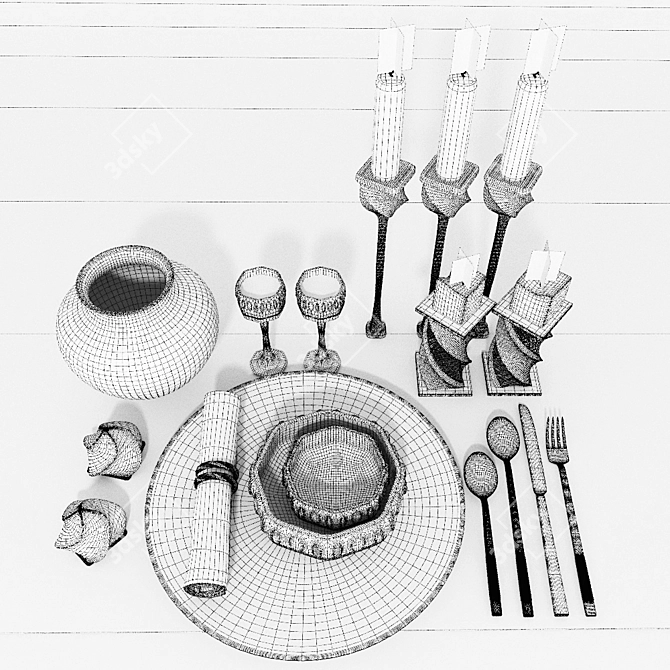 Elegant Table Setting Set 3D model image 3