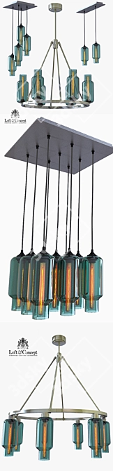 Modern Glass and Metal Pendant Lamp 3D model image 2