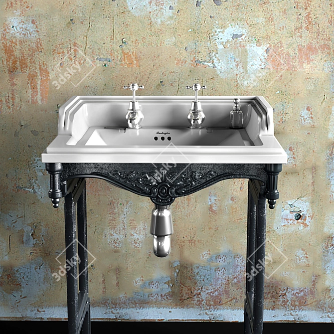 Classic English Basin with Pedestal - Burlington_T38 ALU_B15 1TH 3D model image 2