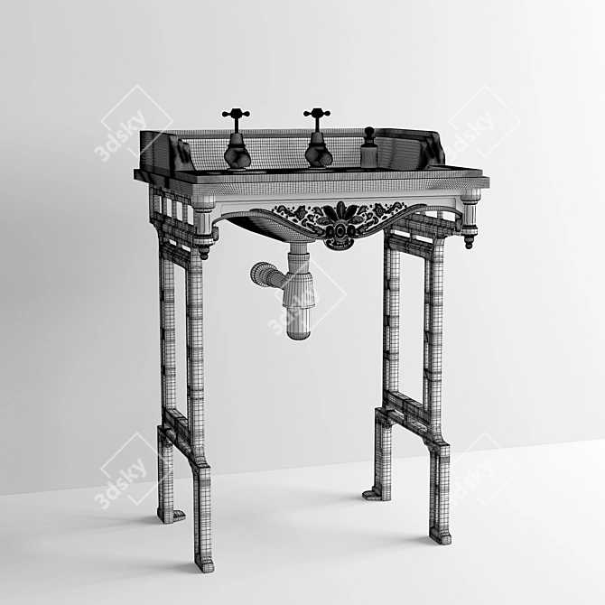 Classic English Basin with Pedestal - Burlington_T38 ALU_B15 1TH 3D model image 3