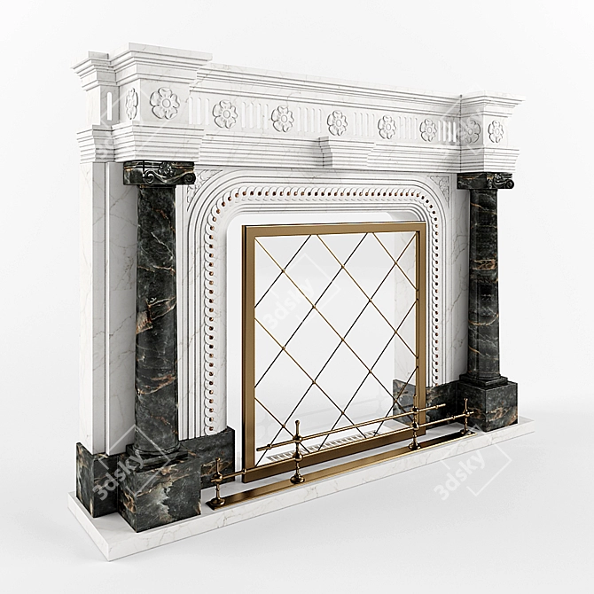 Sleek Modern Fireplace - 1550mm 3D model image 1