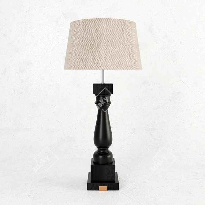 Sophisticated Black Wood Tablelamp 3D model image 1