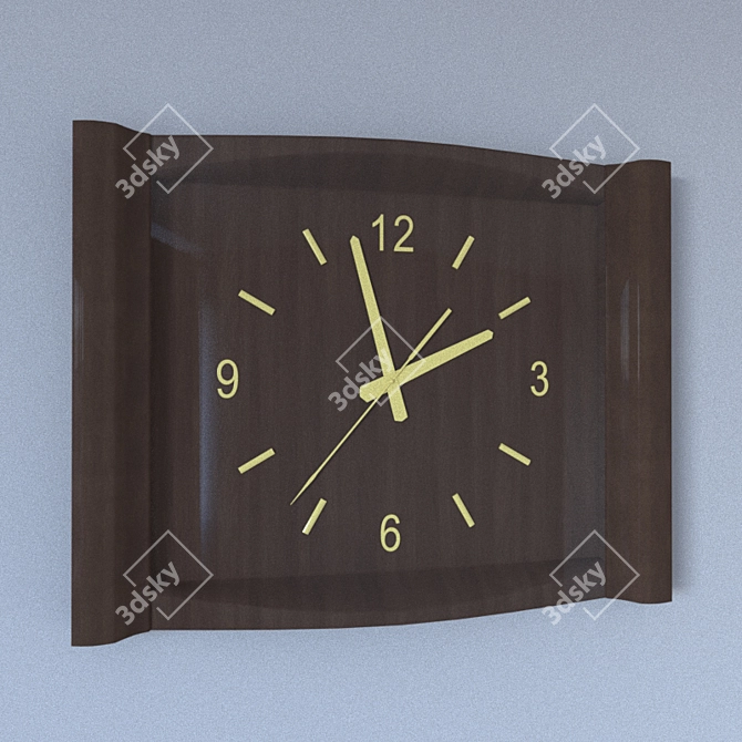 Wooden Style Wall Clock 3D model image 2