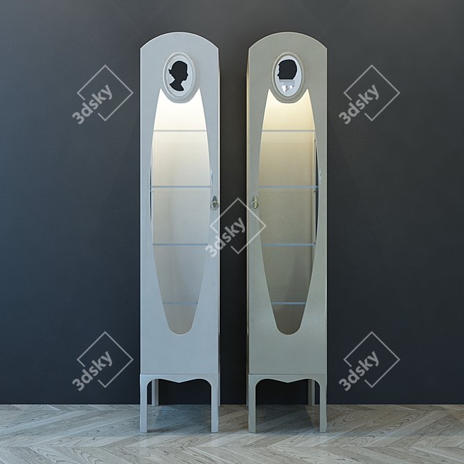 Elegant Cameo Cabinet in Capitonné & Matellassè 3D model image 1