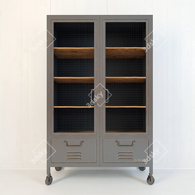 Industrial Iron Cabinet 3D model image 1