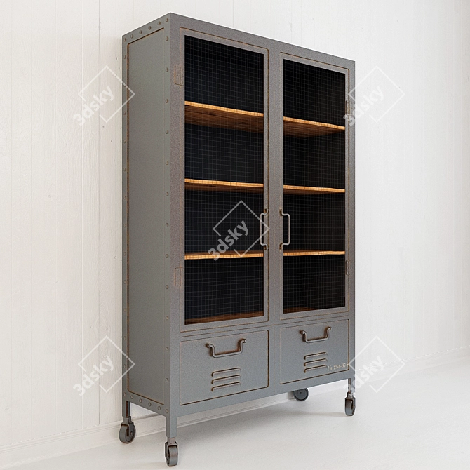 Industrial Iron Cabinet 3D model image 2