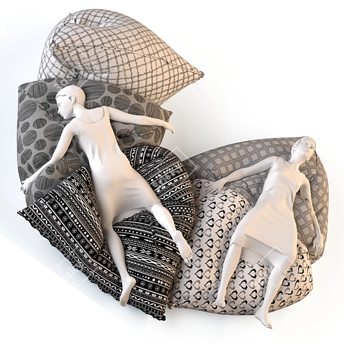 Triangular Lounge Cushions: Ultimate Comfort and Versatility 3D model image 2