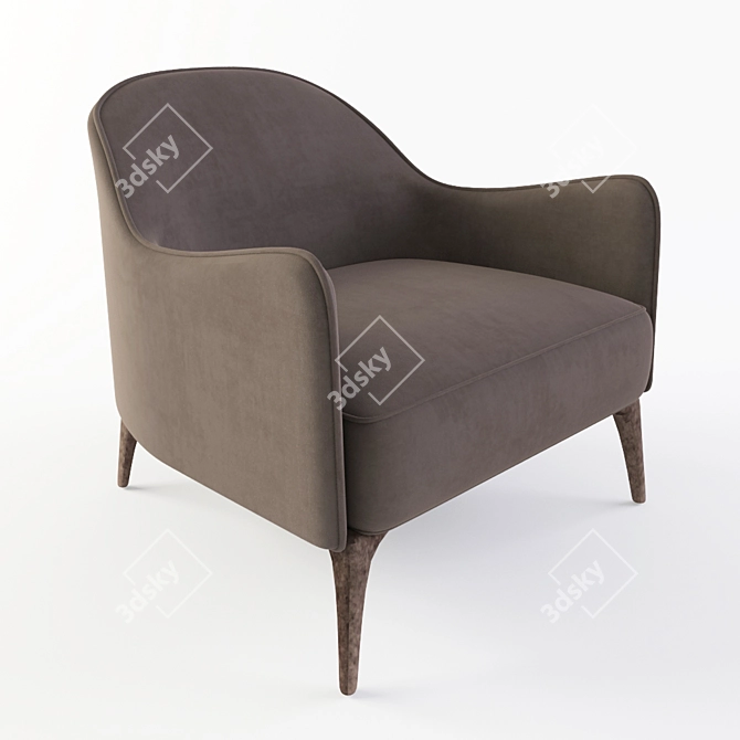 Elegant Fabric & Wood Lounge Chair 3D model image 1