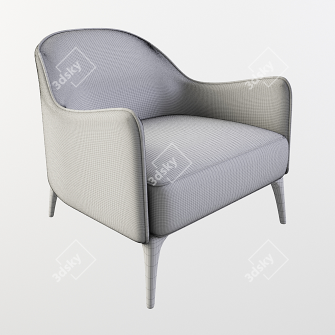 Elegant Fabric & Wood Lounge Chair 3D model image 2