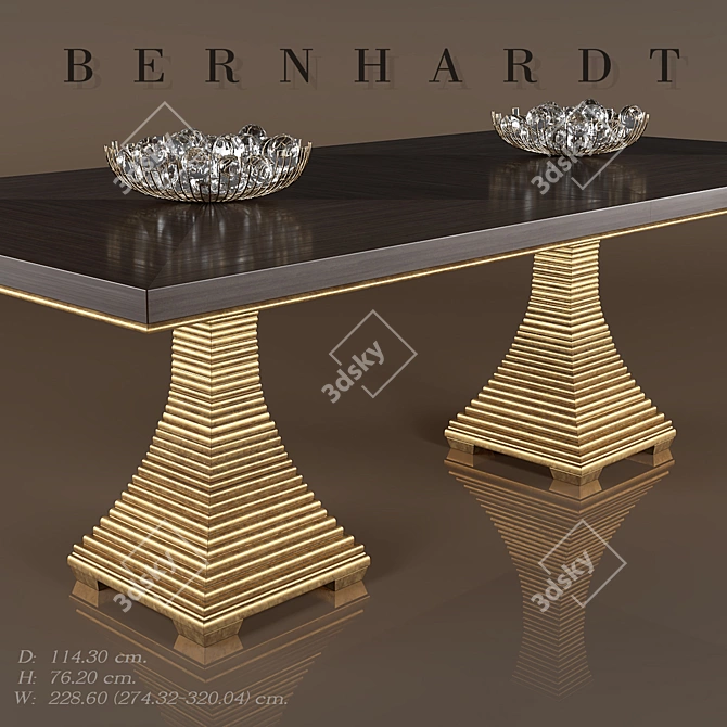 Elegant Jet Set Double Pedestal Dining Table 3D model image 2