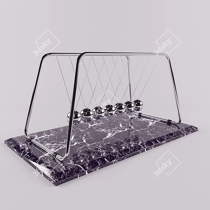 Elegant Marble & Chrome Newtons 3D model image 1