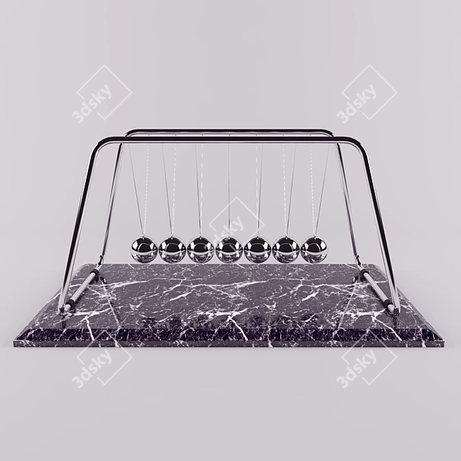 Elegant Marble & Chrome Newtons 3D model image 2