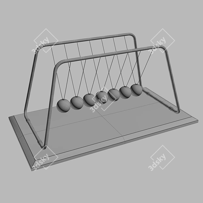 Elegant Marble & Chrome Newtons 3D model image 3