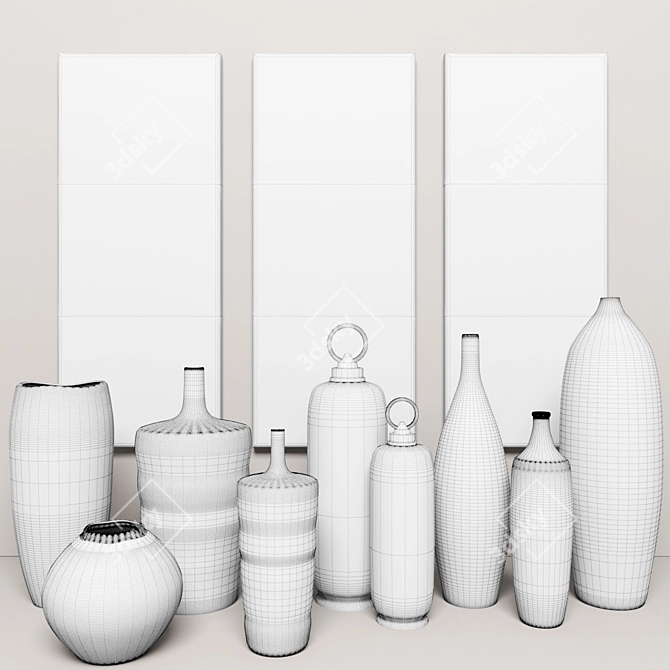 Elegant Clay Collection: 9 Vases 3D model image 3