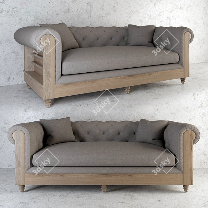 Artwood Abbey 3-seater Sofa, Grey Linen 3D model image 1