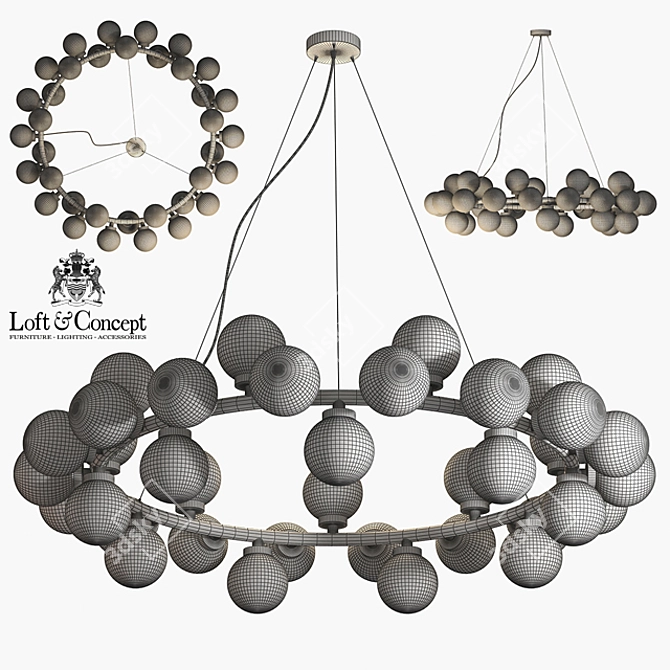 Antique Brass Milk Bubble Chandelier 3D model image 3