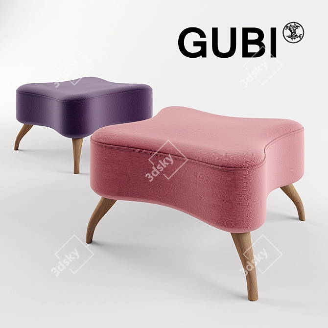 Gubi Bonaparte Pouf - Danish Designed Pink and Purple Ottoman 3D model image 1