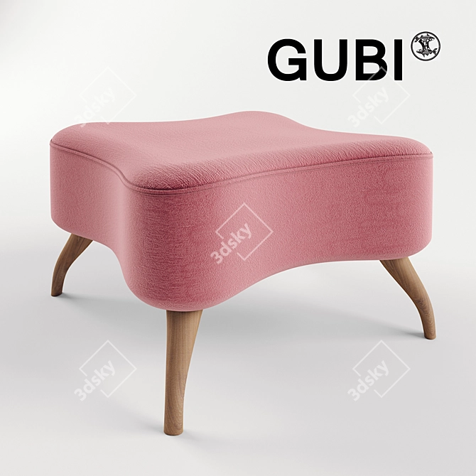 Gubi Bonaparte Pouf - Danish Designed Pink and Purple Ottoman 3D model image 2