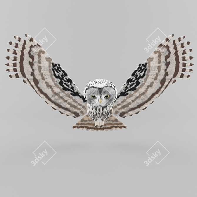 Brushed Feather Owl Sculpture 3D model image 1