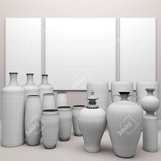 15-Piece Ceramic Vase Collection: Elegant Assorted Designs 3D model image 3