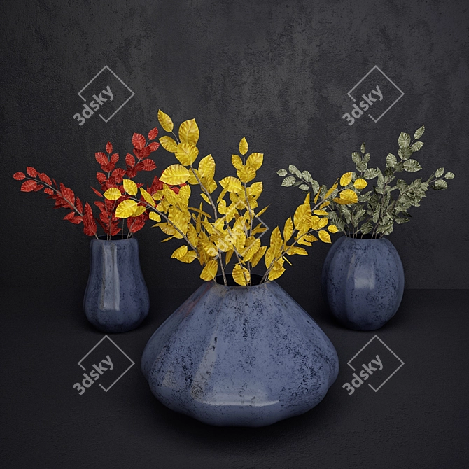 Leafy Vase: Stylish Ceramic décor 3D model image 1