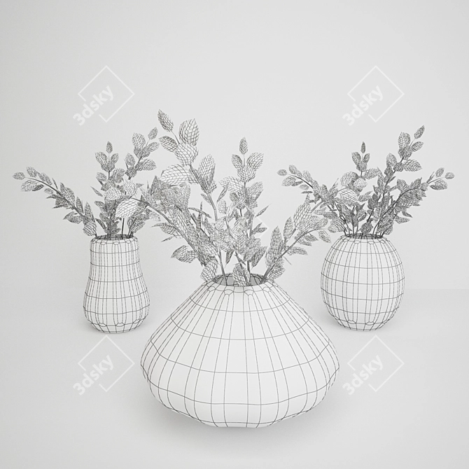 Leafy Vase: Stylish Ceramic décor 3D model image 3