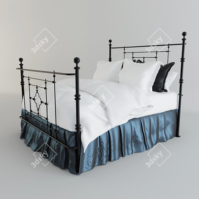 Customized Wrought Iron Bed 3D model image 1