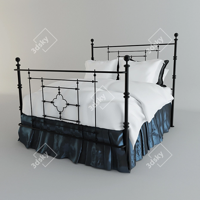 Customized Wrought Iron Bed 3D model image 2