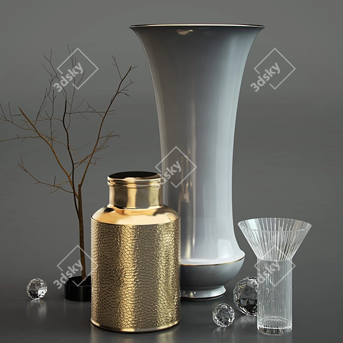 Exquisite Decorative Vases 3D model image 1