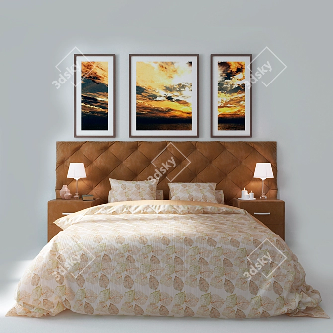 Elegant 5 Bed Frame 3D model image 1