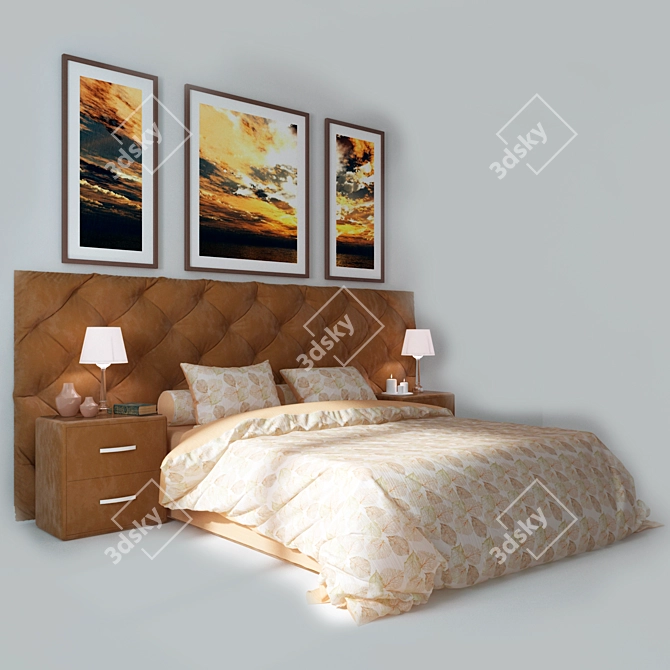 Elegant 5 Bed Frame 3D model image 2