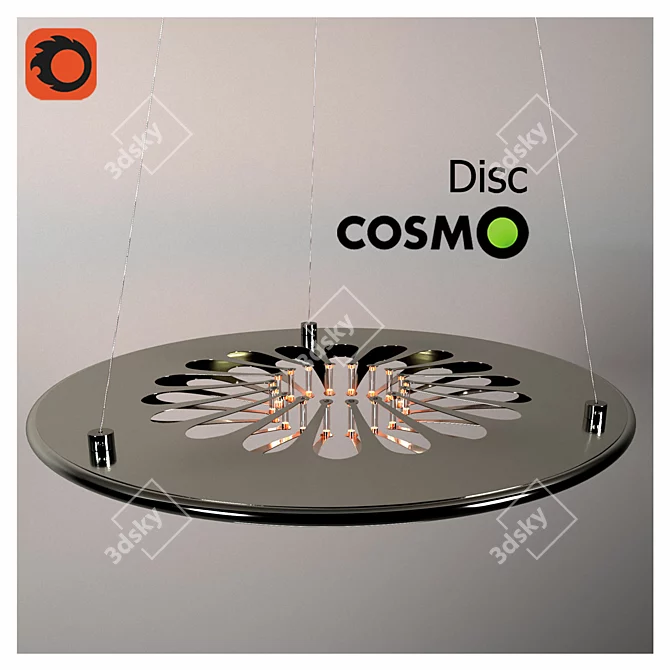 Modern Chrome Ceiling Light 3D model image 1