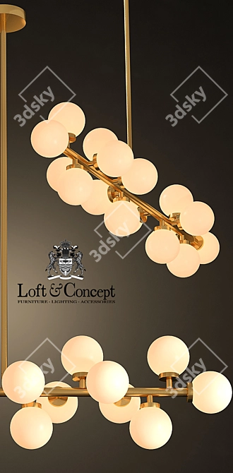 Gilded Metal Bubble Stik Chandelier 3D model image 2