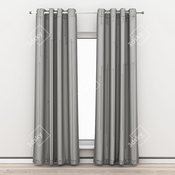 Elegant Grey Curtains 3D model image 2