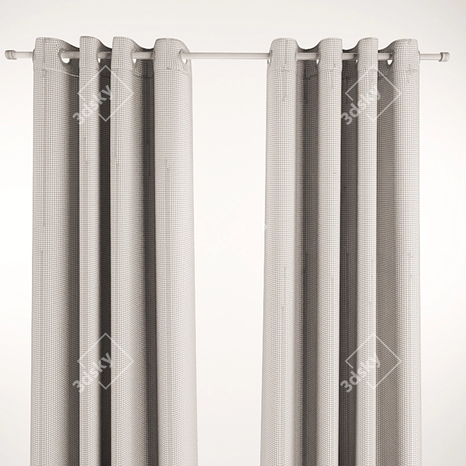 Elegant Grey Curtains 3D model image 3