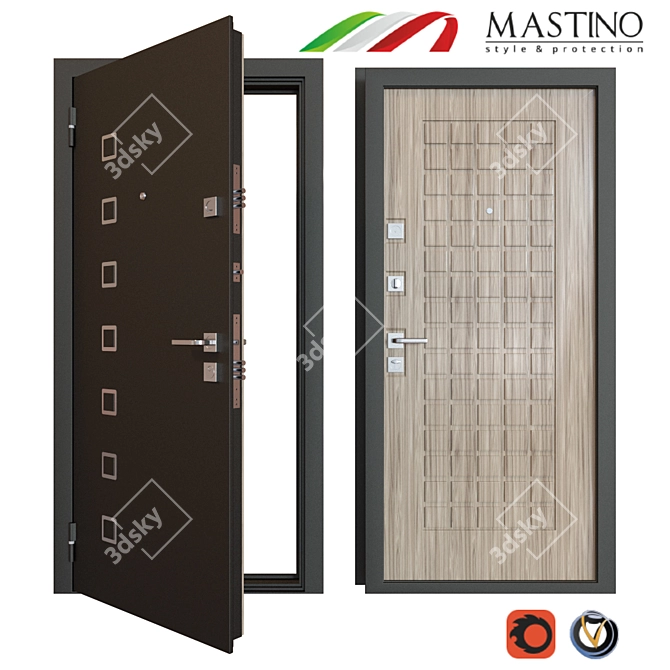 Stylish Mastino Area Metal Door 3D model image 1