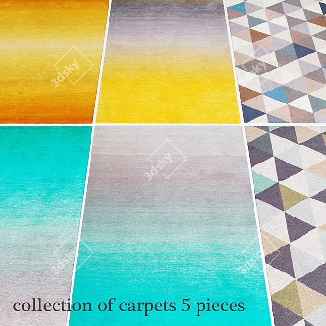 Cozy 5-Piece Carpet Collection 3D model image 1