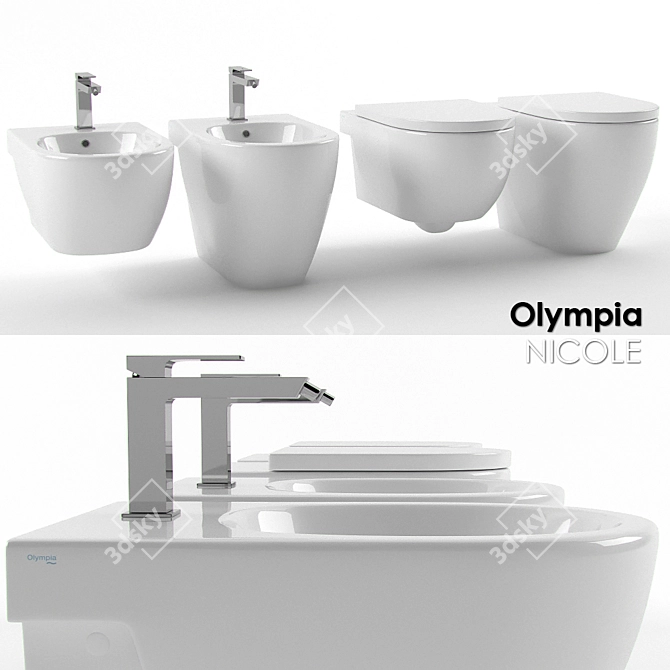 Olympia Nicole: Elegant Bidet Set 3D model image 1