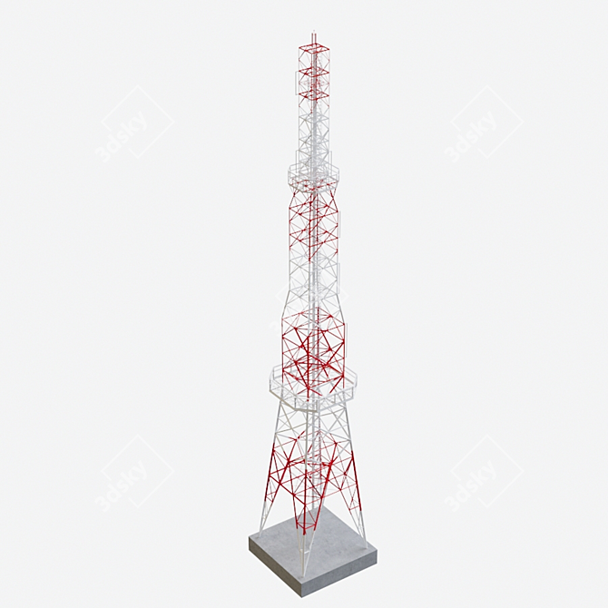 Metal Electric Tower - 50m Height 3D model image 1