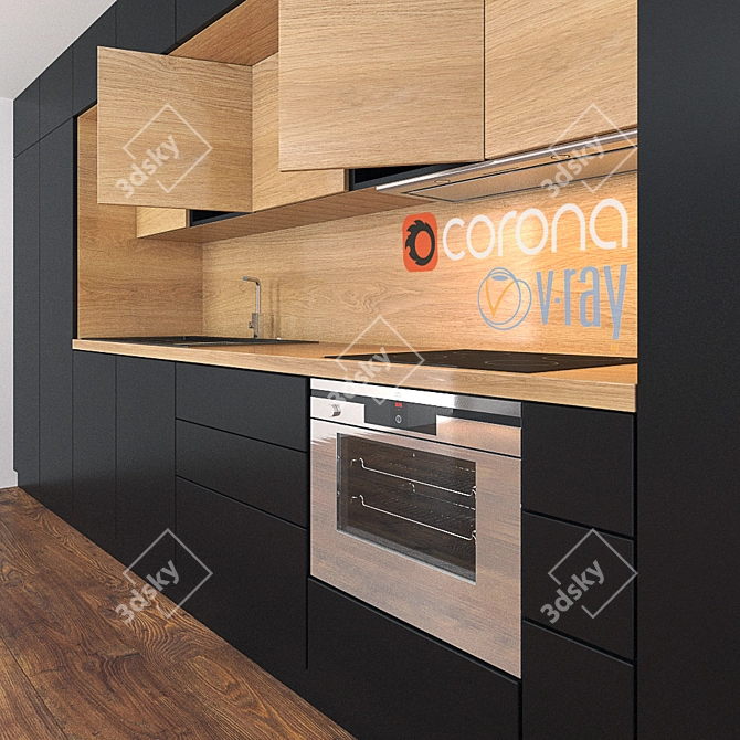 Modern Kitchen Furniture Set 3D model image 2