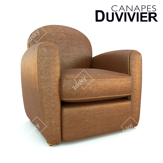 Elegant Leather Club Armchair 3D model image 1