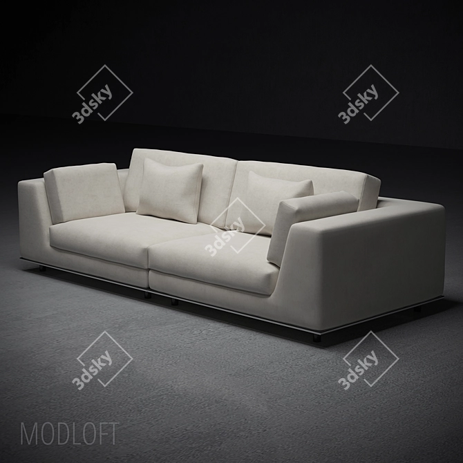 MODLOFT Perry Two Seat Sofa: Comfort Meets Style 3D model image 1