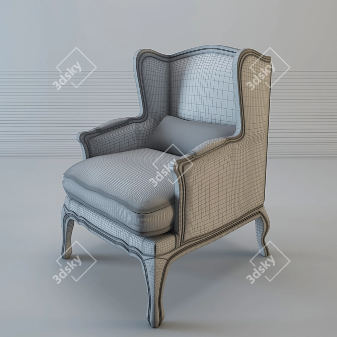 Title: Elegant Lorraine Burlap Armchair 3D model image 2